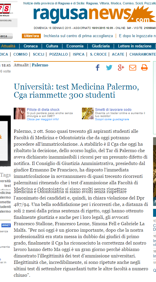Attualit Palermo   Università  test Medicina Palermo  Cga riammette 300 studenti   RagusaNews