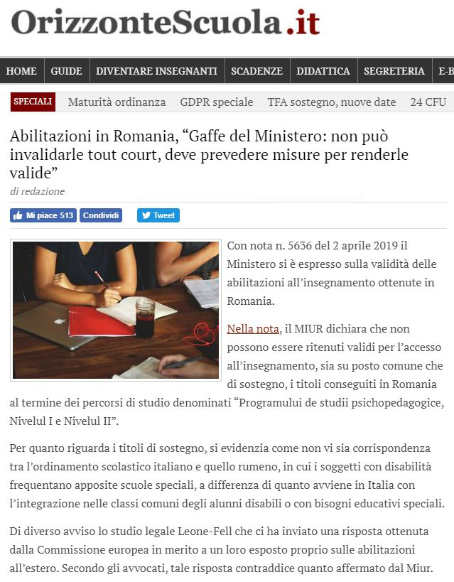 Orizzontescuola Abilitazioni In Romania Gaffe Del