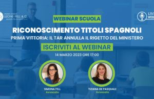 Immagine del webinar, Riconoscimento titoli spagnoli, prima vittoria il Tar annulla il rigetto del Ministero