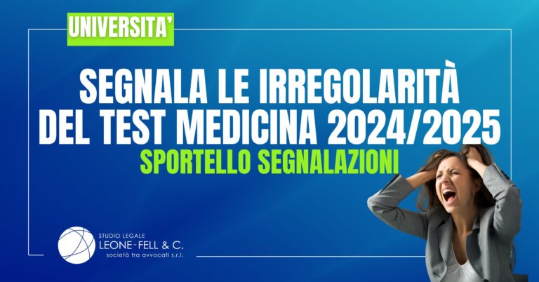 SPORTELLO SEGNALAZIONI Irregolarità Test Medicina