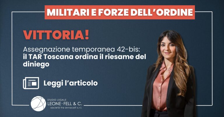 Assegnazione temporanea 42-bis: il TAR Toscana ordina il riesame del diniego