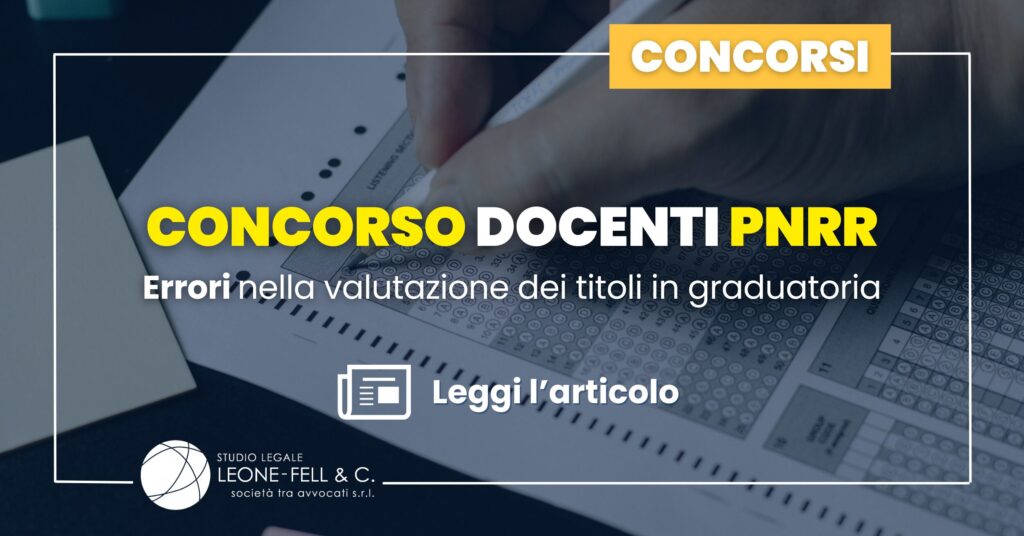 Concorso docenti PNRR: errori nella valutazione dei titoli in graduatoria