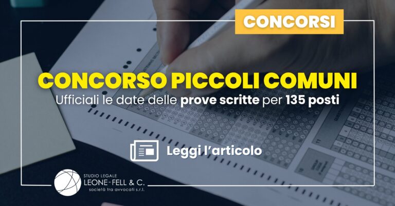 Concorso piccoli Comuni: ufficiali le date delle prove scritte per 135 posti