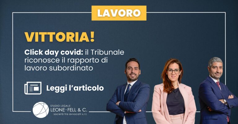 Click day covid: il Tribunale riconosce il rapporto di lavoro subordinato