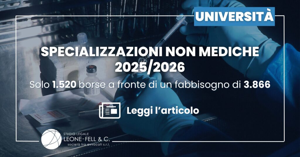 Specializzazioni non mediche 2025/2026: solo 1.520 borse a fronte di un fabbisogno di 3.866